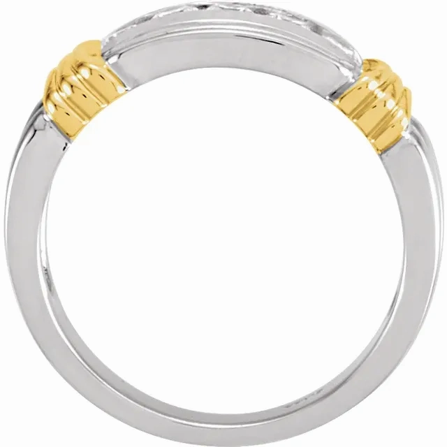 Stunning Accent Cozy Layers Platinum & 18K Yellow 1/2 CTW Diamond Ladies Band