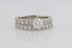 Platinum Engagement And Wedding Ring Set With GSI Cert Graceful Choice Meaningful Appearance