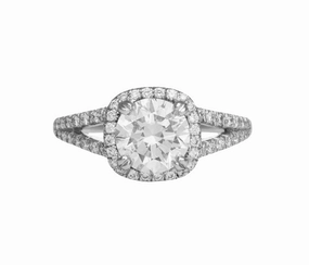 Platinum Split Shank Halo Engagement Ring (1.73cttw) Economical Piece