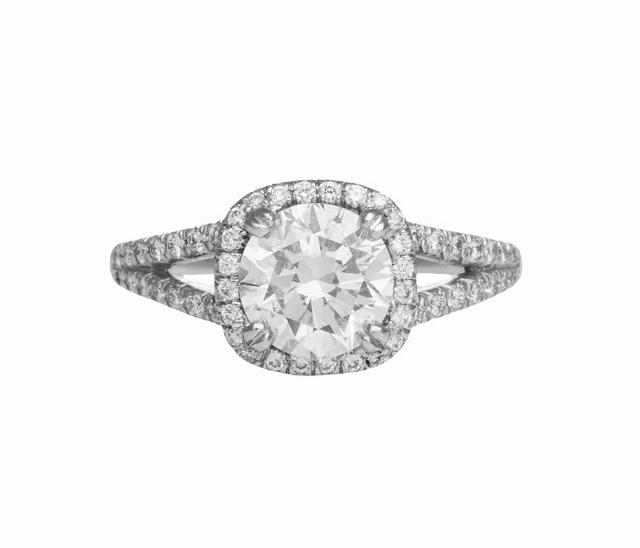 Platinum Split Shank Halo Engagement Ring (1.73cttw) Economical Piece