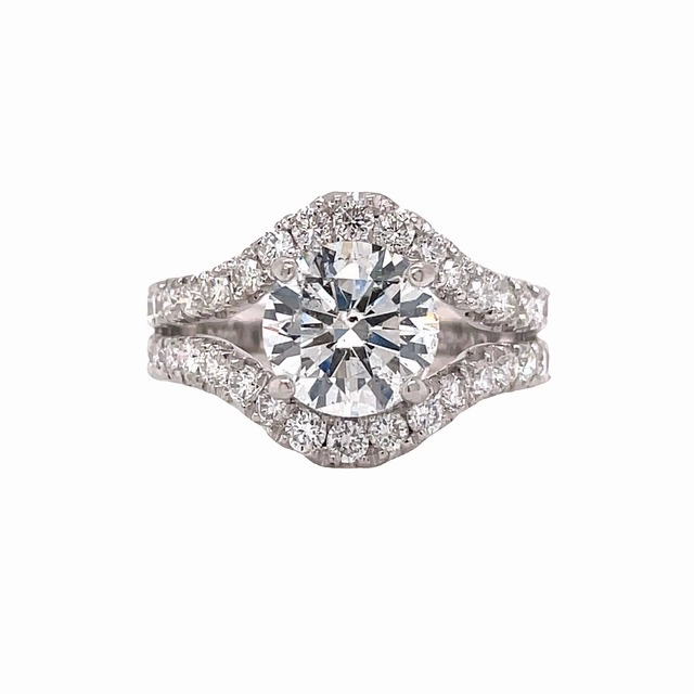 HighEnd Art High-End Adornment Platinum Split Shank Halo Engagement Ring (3.04cttw)