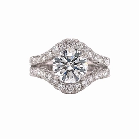 HighEnd Art High-End Adornment Platinum Split Shank Halo Engagement Ring (3.04cttw)