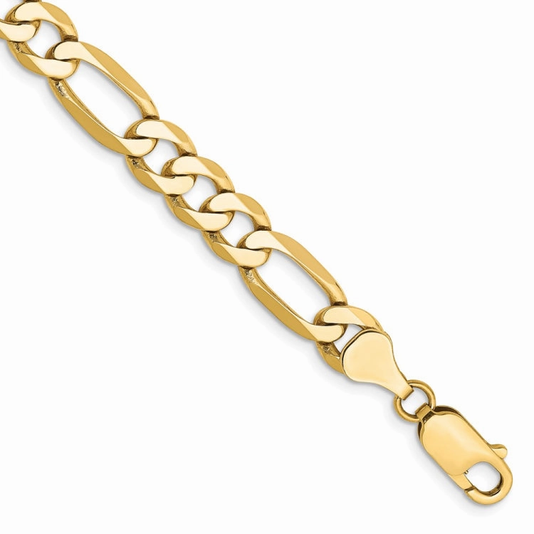 14K 8 inch 7mm Flat Figaro with Lobster Clasp Bracelet Today??s Sight