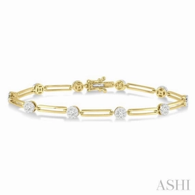 1 1/5 Ctw Lovebright Round Cut Diamond Paperclip Link Bracelet in 14K Yellow and White Gold Total Blends