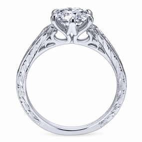 Pointed Shank Round Diamond Ring .20 Cttw 14K White Gold Fantastic Jewelry