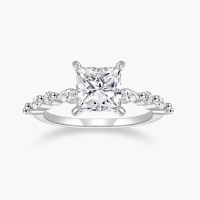 2CT Princess Cut CZ Engagement Ring in 925 Sterling Silver Trendy Design
