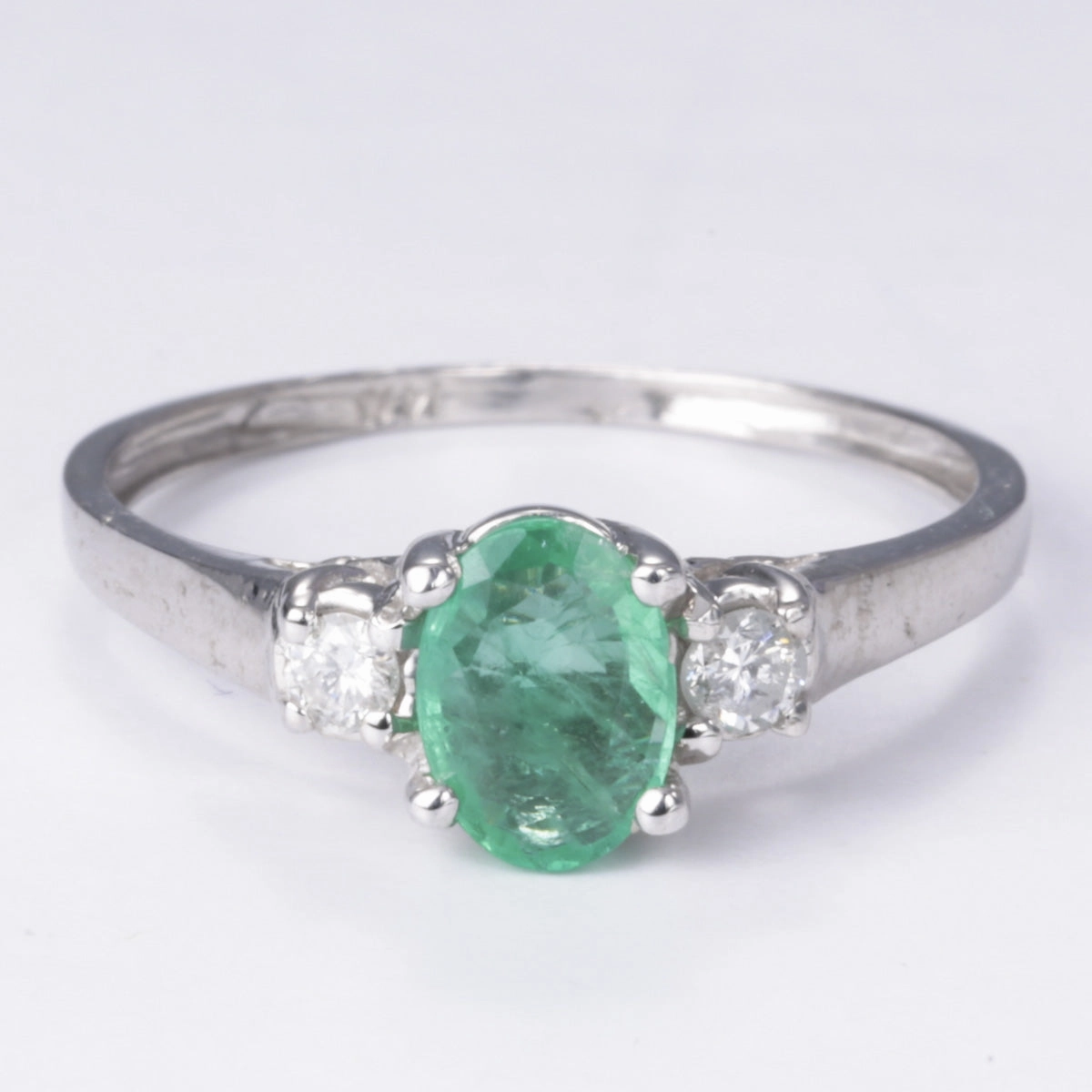 Petite Edge 14k  Emerald and Diamond Ring| 0.40ct, 0.11ctw | Size 7