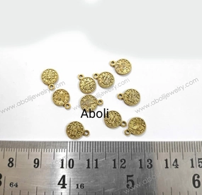 Golden coin Charms coin dangles small disc dangles CHMG79 10 charms Evening Feature