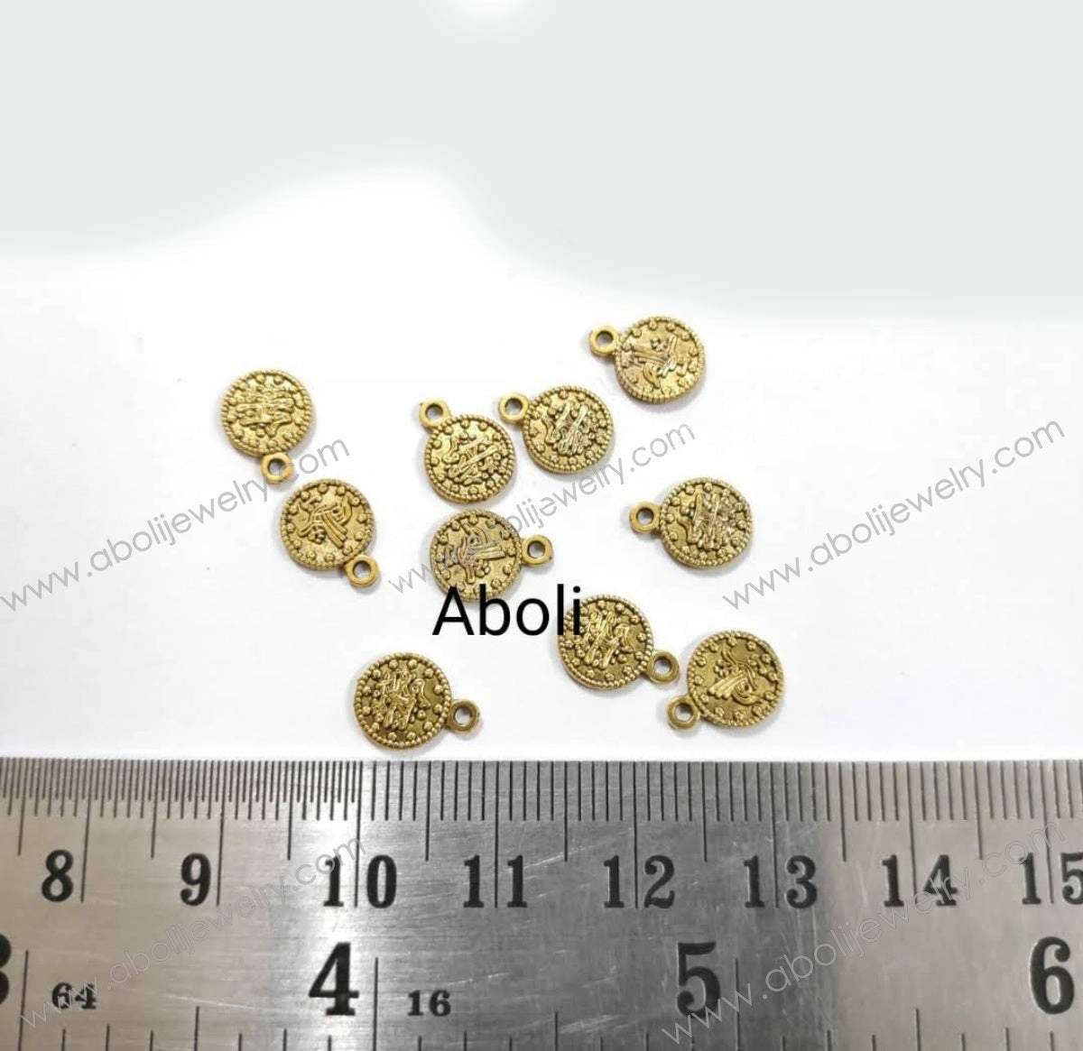 Golden coin Charms coin dangles small disc dangles CHMG79 10 charms Evening Feature