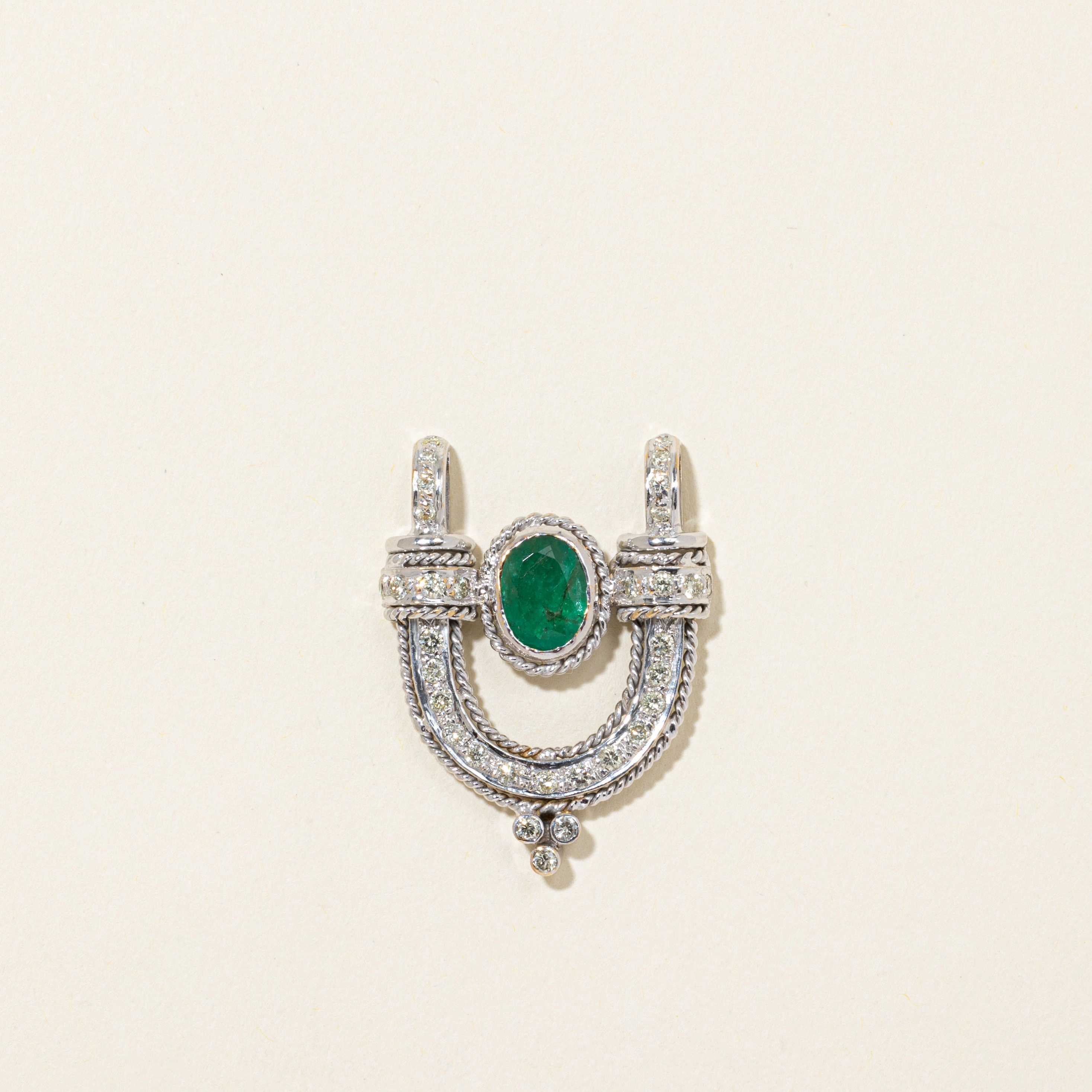 Exclusive Edge Autumn Style Emerald & Diamond Horseshoe Pendant | 1.10ct | 0.56ctw