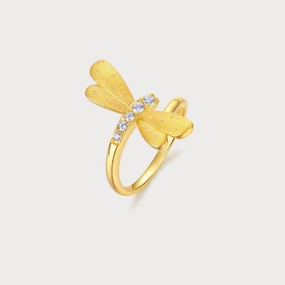 Textured Finish Glamorous Shine Gold Dragonfly Ring