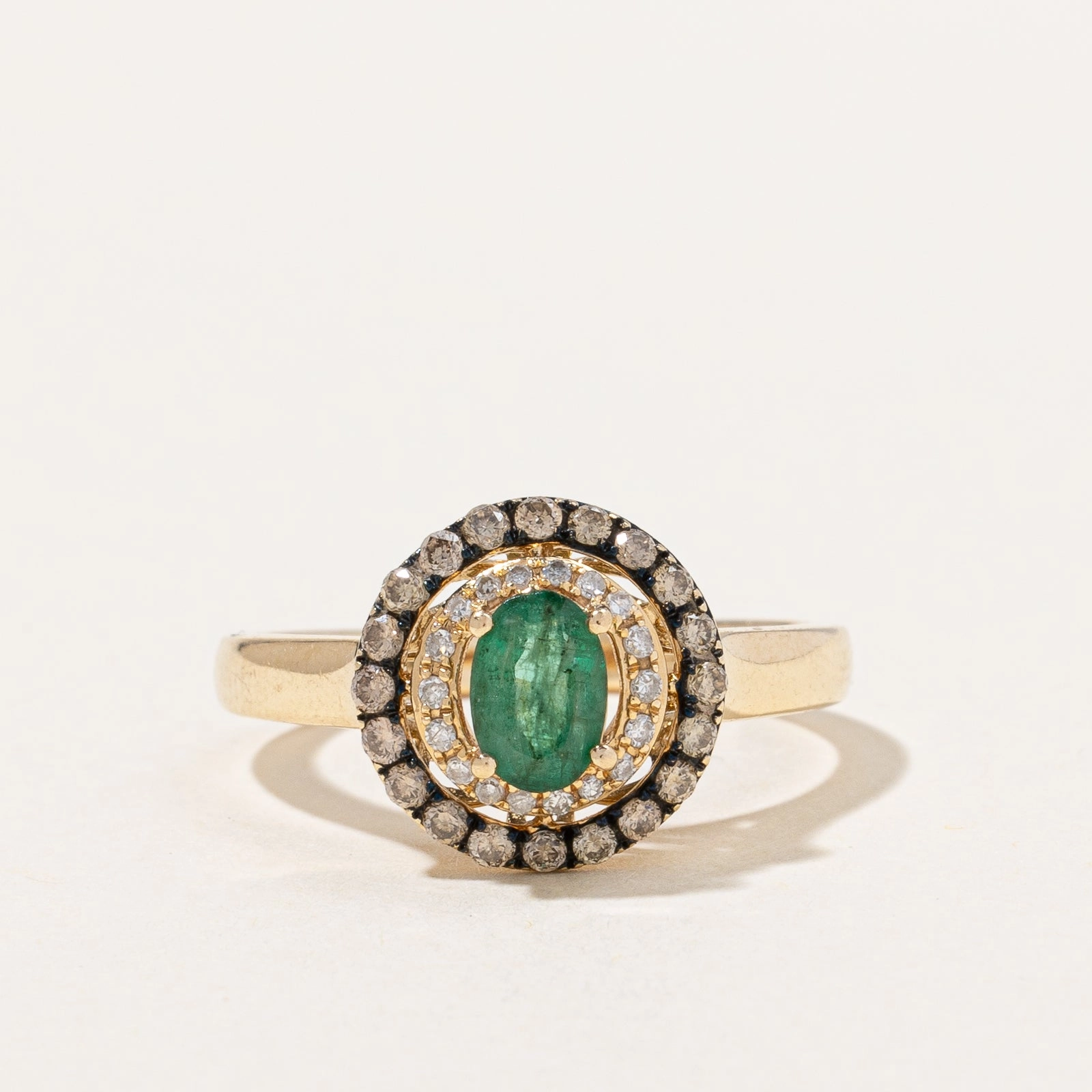 Effy' Emerald & Diamond Ring | 0.30ct, 0.24ctw | SZ 5.25 | Sophisticated Accent Artful Edge