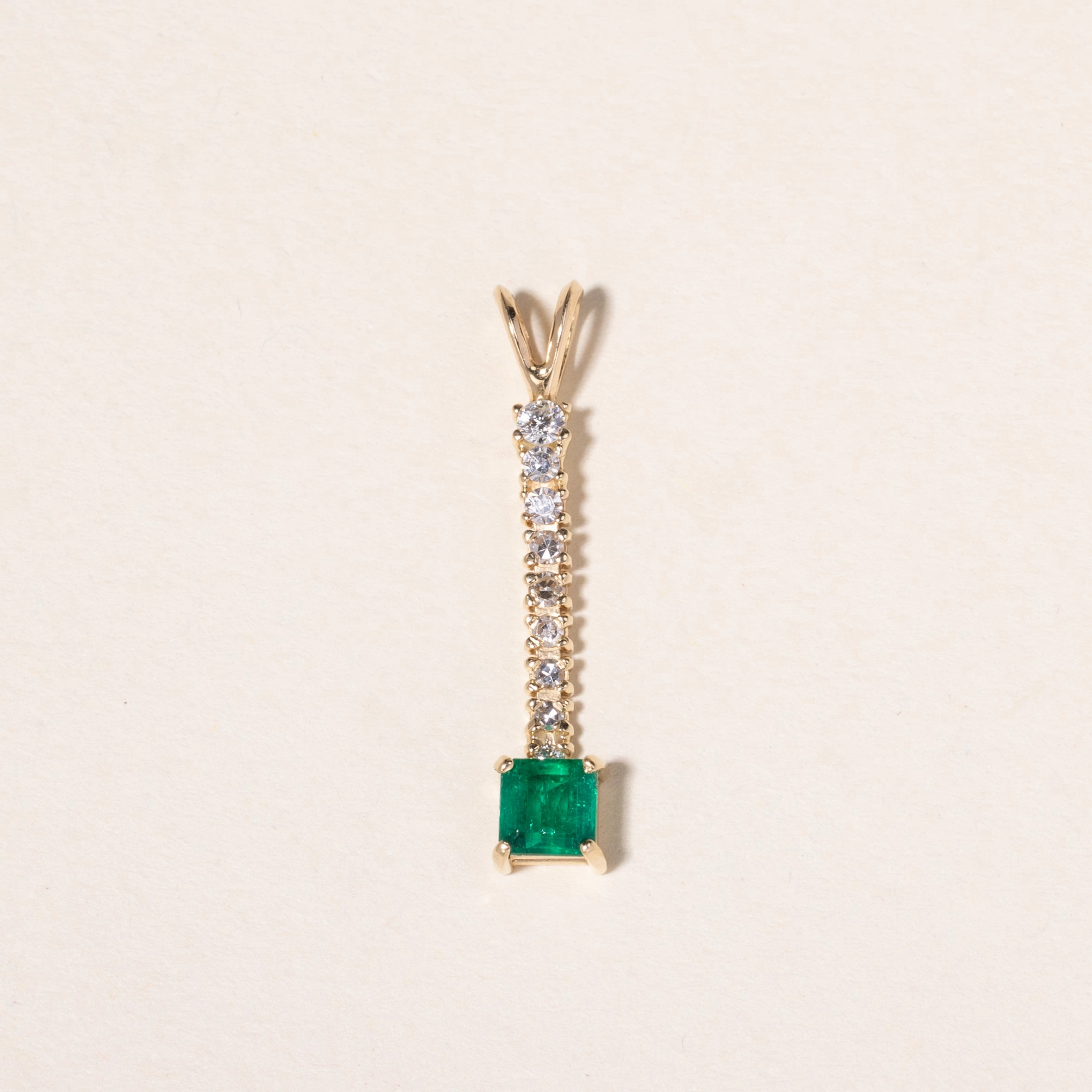 Beauty Touch 14K Yellow Gold Emerald & Diamond Pendant | 0.53ct, 0.23ctw |