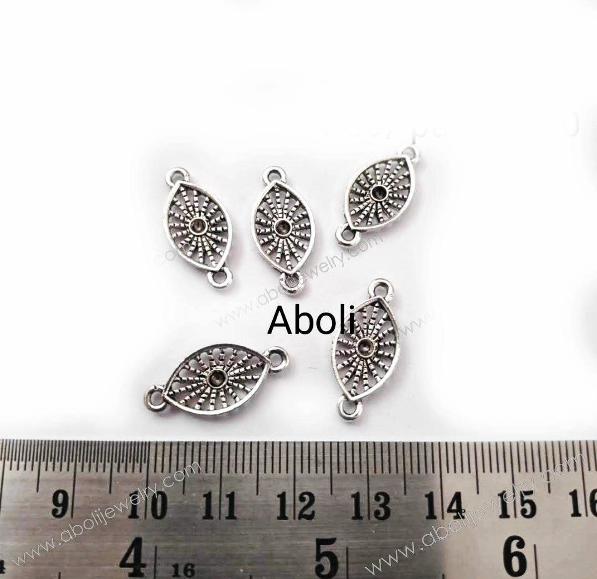 Delicate Flash Silver evil eye charm connector eye charm CHMS55 5 charms