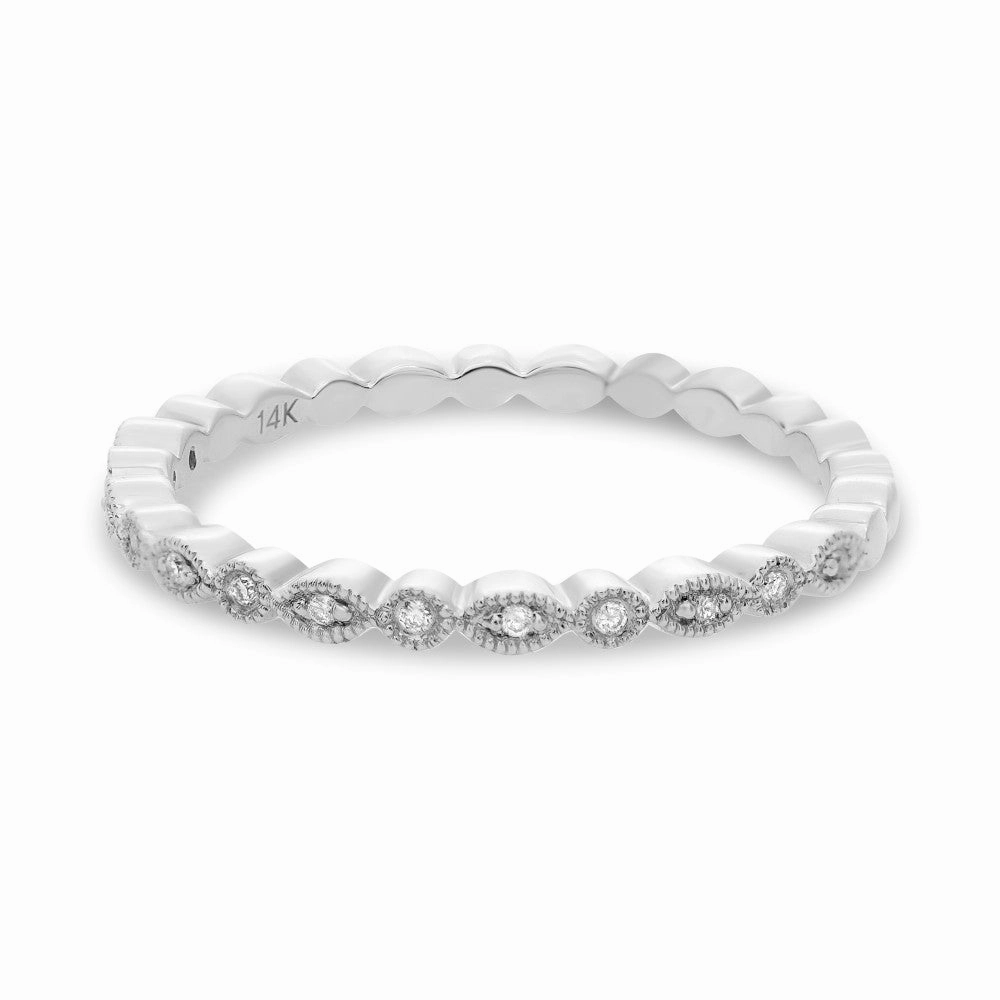 Everyday Style 14K WHITE GOLD MARQUISE AND DOT DIAMOND BAND