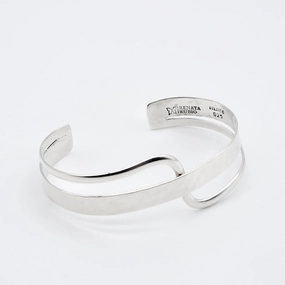 Straightforward Order Uncommon Perspective Pounded and Smooth Wavy Sterling Silver Cuff