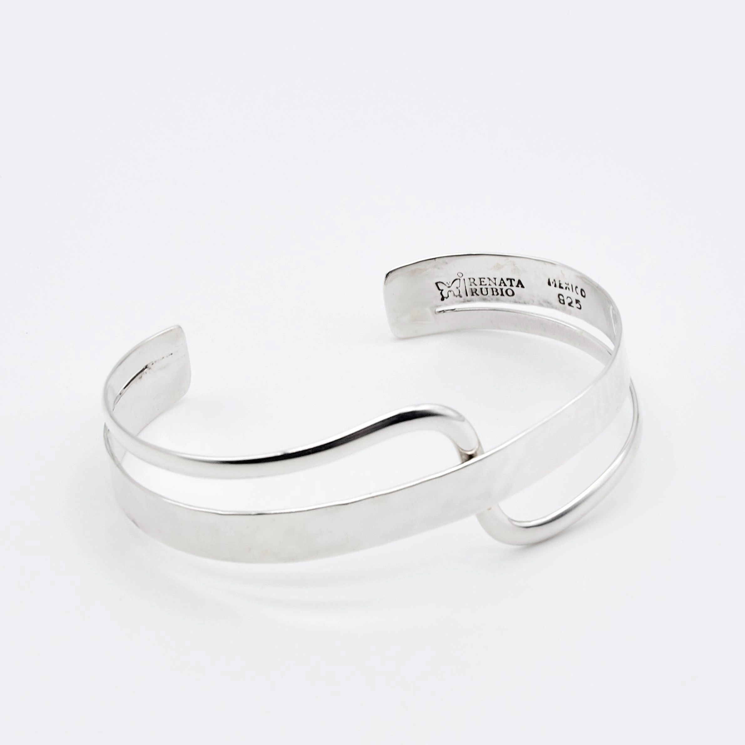 Straightforward Order Uncommon Perspective Pounded and Smooth Wavy Sterling Silver Cuff