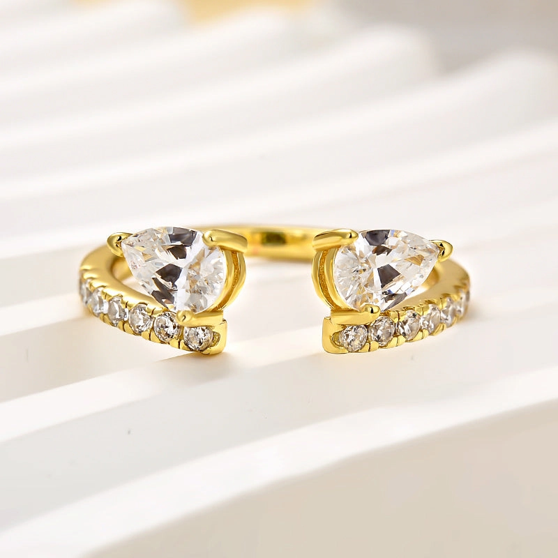 Shimmering Craft Vivid Detail Louily Classic Pear Cut Open Wedding Band In Sterling Silver