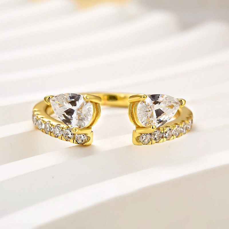 Premium Accent Louily Classic Pear Cut Open Wedding Band In Sterling Silver