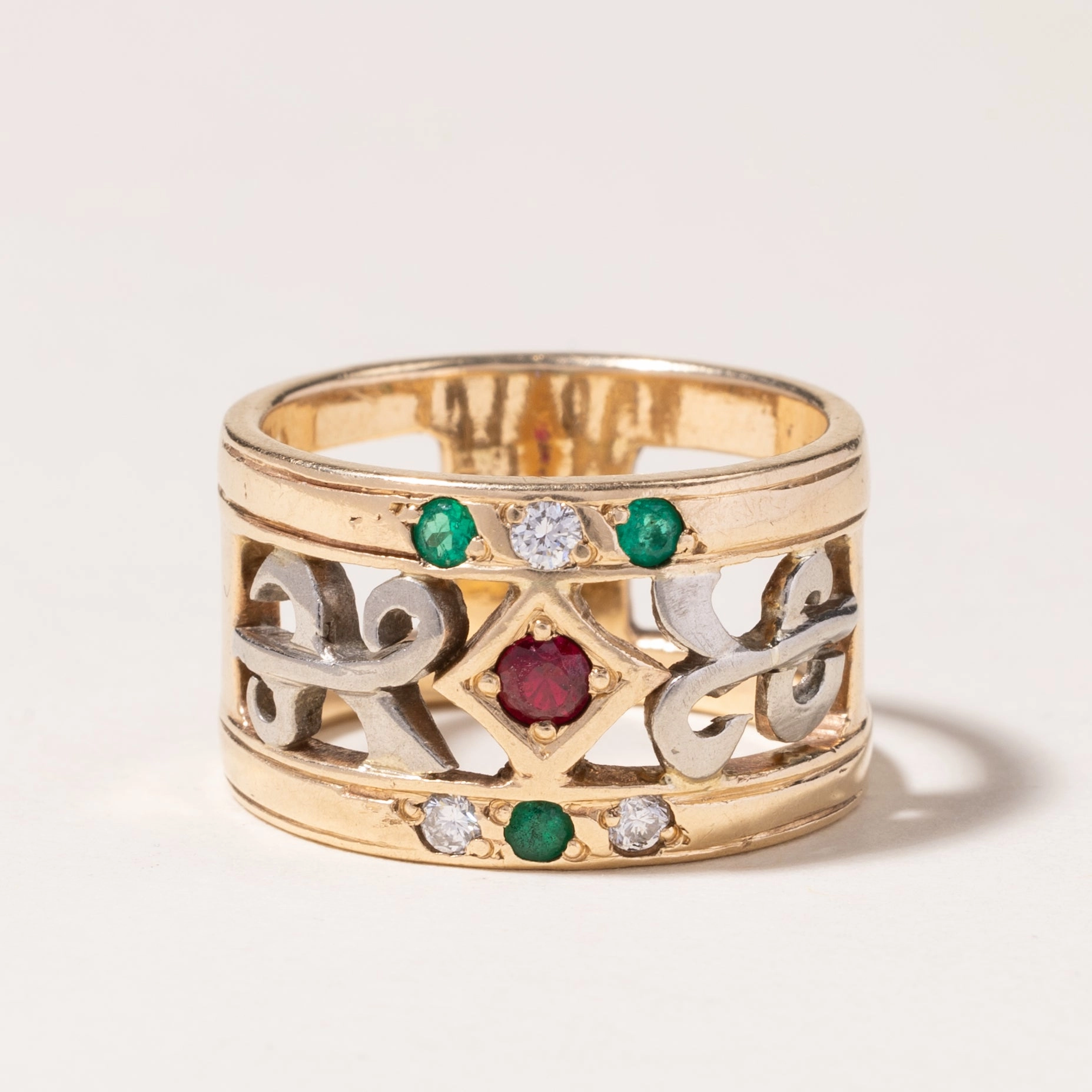 10K Yellow Gold Multi Gemstone Band | 0.15ct, 0.11ctw, 0.12ctw | SZ 7 | Natural Look Formal Fit