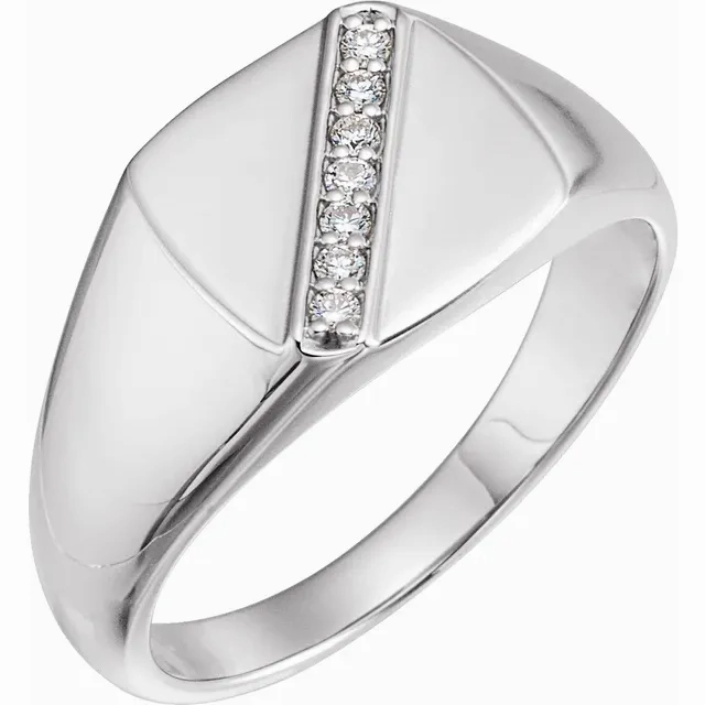 Fresh Style 14K White 1/10 CTW Diamond 12 mm Square Signet Ring