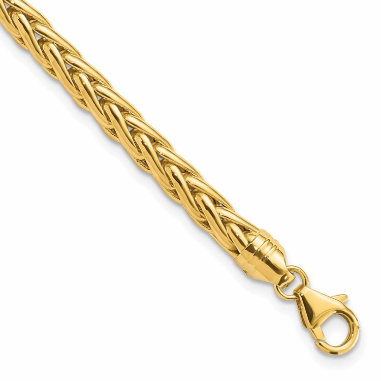 14k Polished 5.00mm Fancy Wheat Chain 8.5 inch Bracelet Whimsical Accents