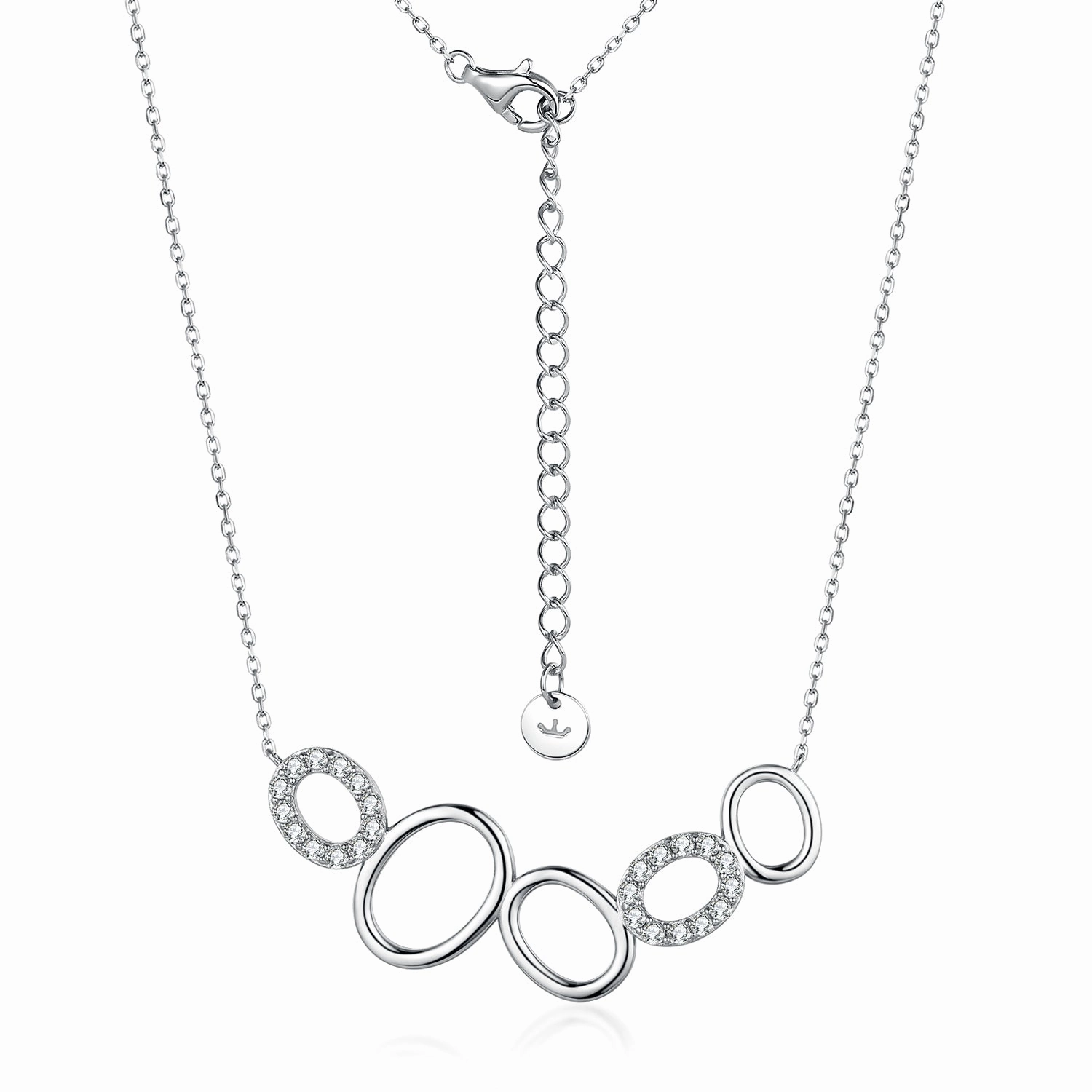 Pure Brilliance Rhodium Plated/Two Tone Sterling Silver Micropave Natural Shape CZ Necklace