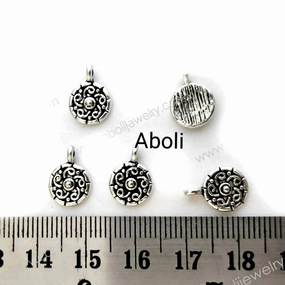 Refined Highlight Silver Coin Charm spirals flat circle charms CHMS04 5 charms