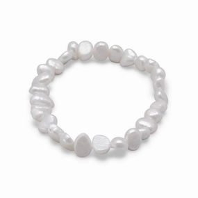 Classic Piece White Cultured Freshwater Pearl Stretch Bracelet