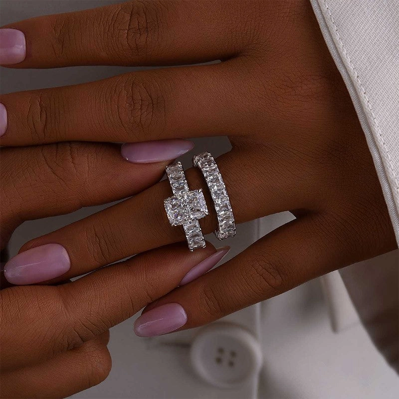 3.5Ct Luxe Radiant Cut Engagement Ring Travel Ring With Radiant Cut Wedding Band Sleek Piece Unique Accent