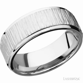 Treebark Finish Cobalt Chrome Wedding Band 8mm Wide solid color Minimal Balance