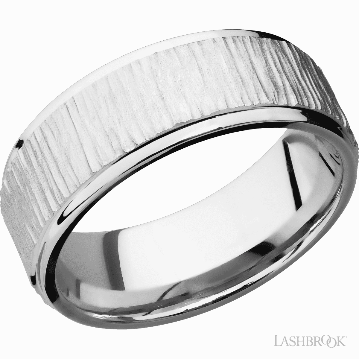 Exclusive Article Treebark Finish Cobalt Chrome Wedding Band 8mm Wide