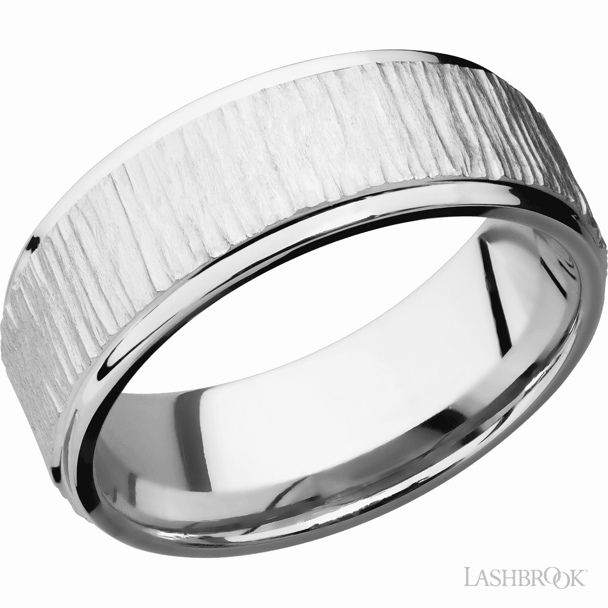 Treebark Finish Cobalt Chrome Wedding Band 8mm Wide Everyday Use Premium Craft