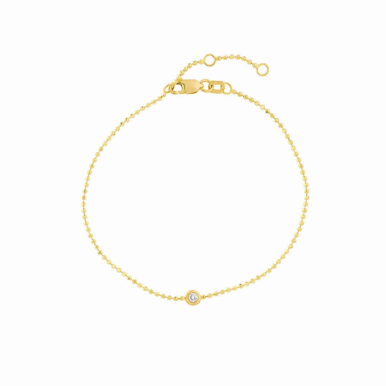14k Gold Single Diamond on Bead Bracelet Worthwhile Investment