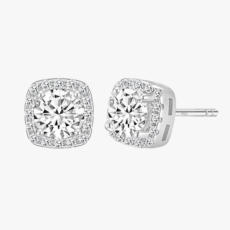 Princess Cut Square Cubic Zirconia Stud Post Earrings Luxe Moment Lustrous Form