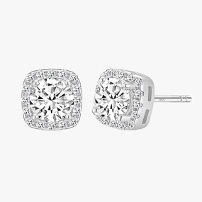 Princess Cut Square Cubic Zirconia Stud Post Earrings Luxe Moment Lustrous Form