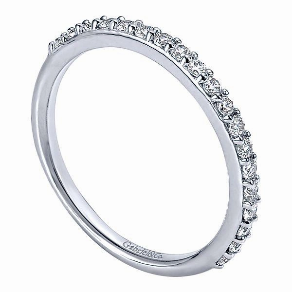 Prong Set Diamond Wedding Band .27Cttw 14K White Gold 143B Artisan Finish