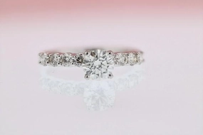 Understated Mood Prong Set Round Diamond Engagement Ring 14k White Gold