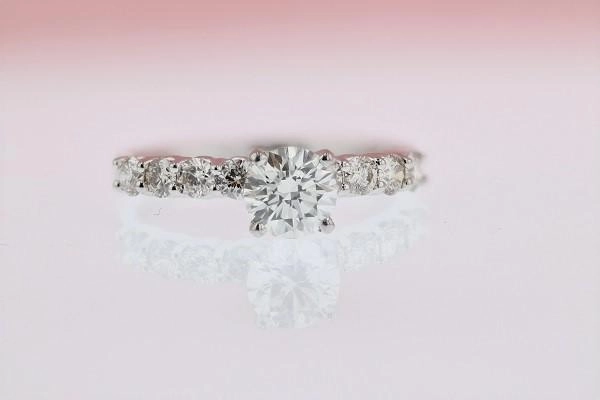 Understated Mood Prong Set Round Diamond Engagement Ring 14k White Gold