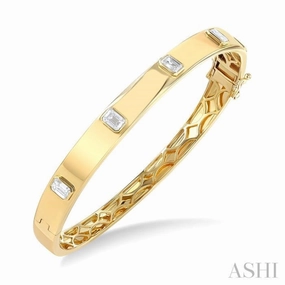 Joyful Mixes Complete Amalgamations 1 1/2 ctw Bezel Set Emerald Cut Diamond Bangle in 14K Yellow Gold