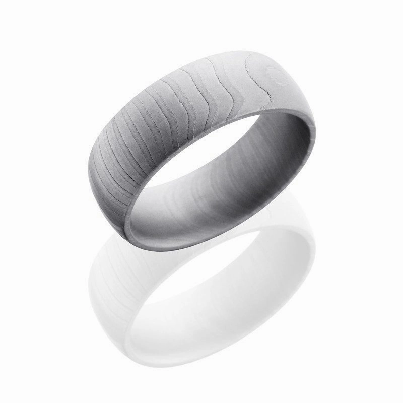 Soft Finish Look High-End Adornment Tiger Stripe Pattern Damascus Steel Wedding Band 8mm