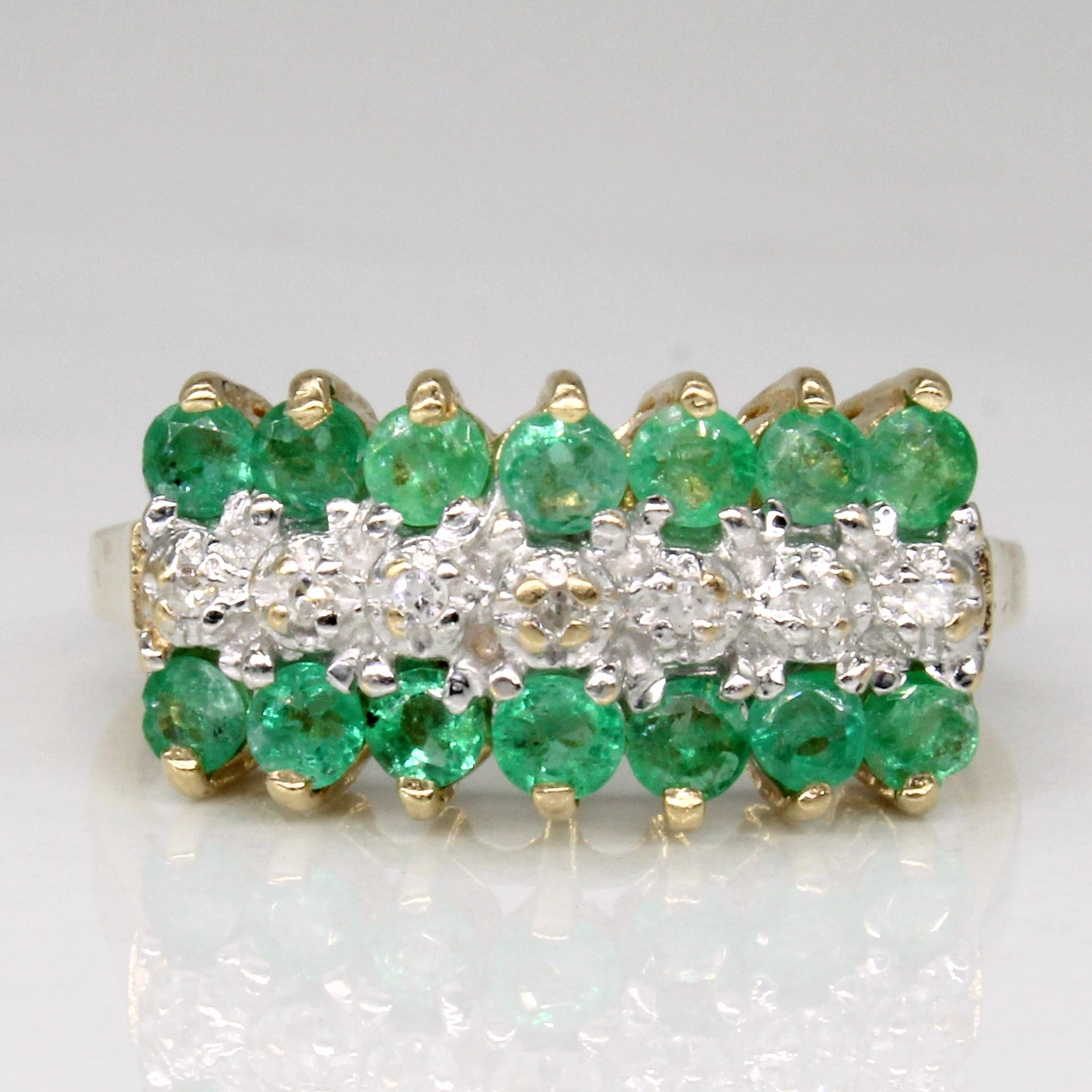 Vivid Charm Emerald & Diamond Illusion Set Ring | 0.50ctw, 0.02ctw | SZ 6 |