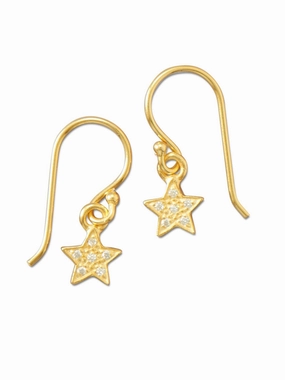 Shine Accent Sparkly Star Earrings with Cubic Zirconia Gold-plated Silver