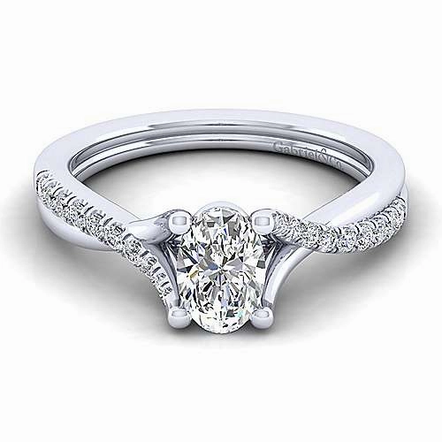 Durable Adornment Oval Shaped Diamond Engagement Ring 14K White Gold