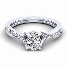 Durable Adornment Oval Shaped Diamond Engagement Ring 14K White Gold