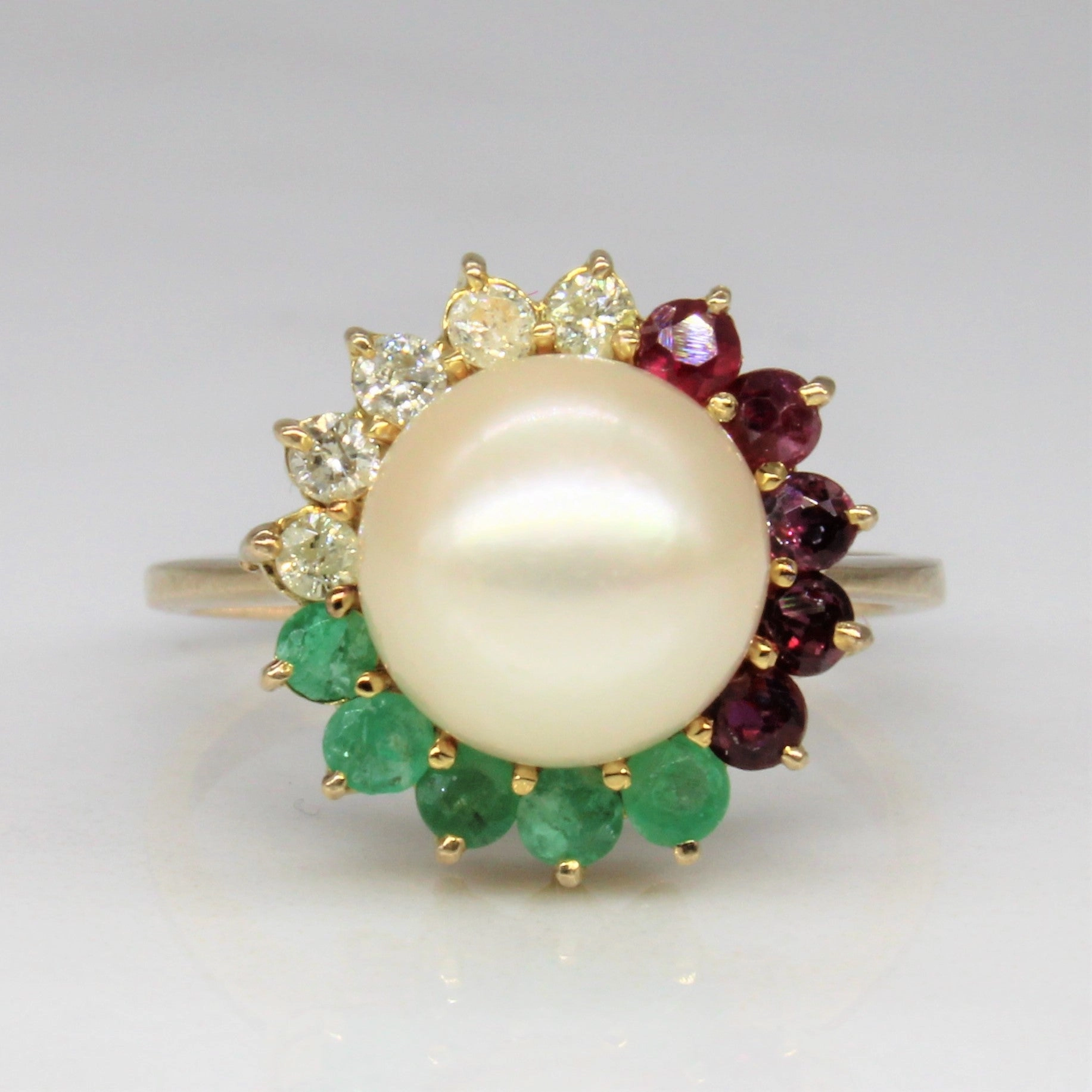 Sparkling Jewelry Design Fashion Jewelry Look Multi Gem Halo Cocktail Ring | 0.30ctw, 0.10ctw | SZ 4 |