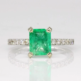 Emerald & Diamond Ring | 1.35ct, 0.30ctw | SZ 6.25 | Glam Touch Light Radiance