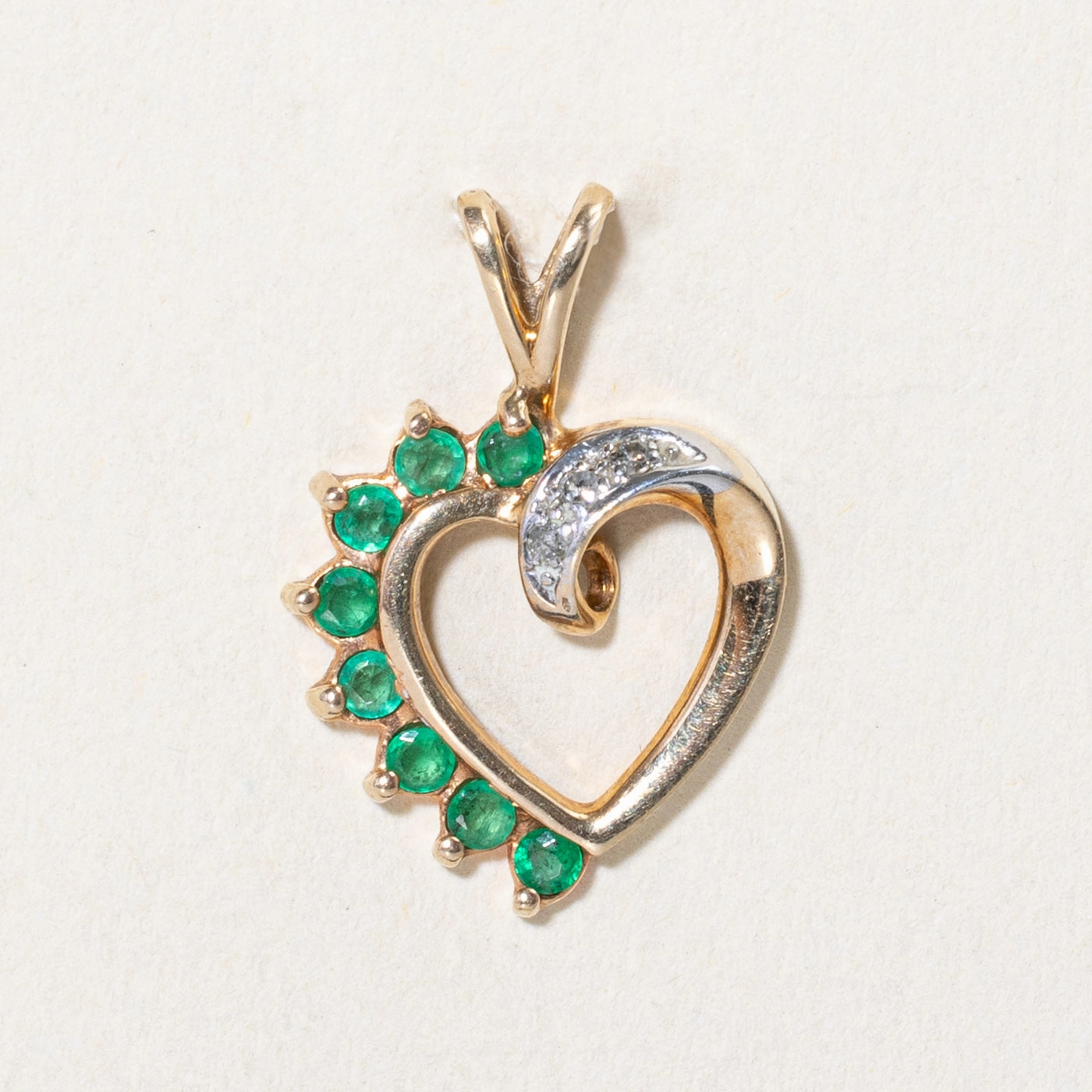 Unique Radiance Daily Wear Emerald & Diamond Heart Pendant | 0.16ctw, 0.02ctw |