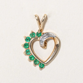 Unique Radiance Daily Wear Emerald & Diamond Heart Pendant | 0.16ctw, 0.02ctw |