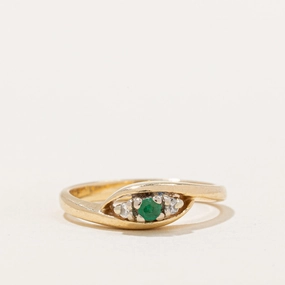 Unique Style Camera Ready Emerald & Diamond Ring | 0.03ct, 0.01ctw | SZ 4.25 |